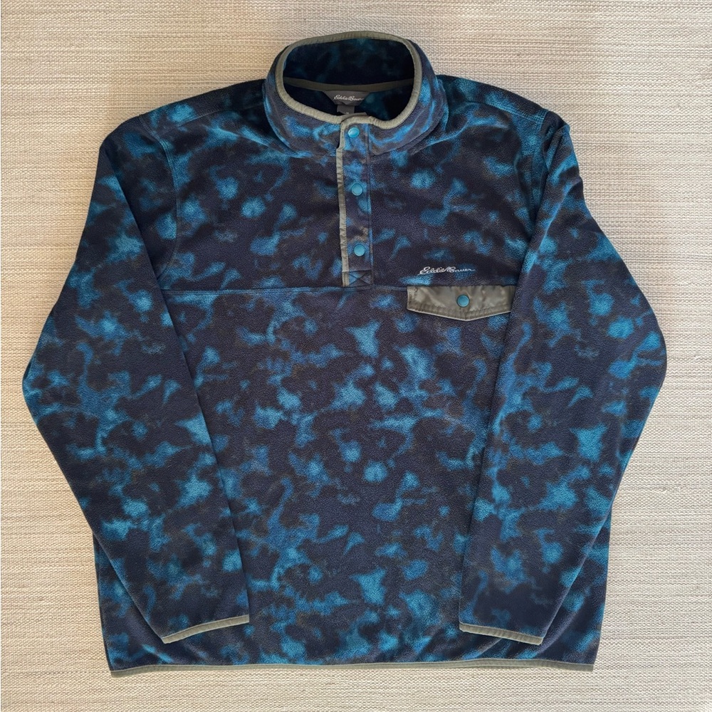 Eddie Bauer snap T neck long sleeve blue fleece pullover sweatshirt top men’s XL